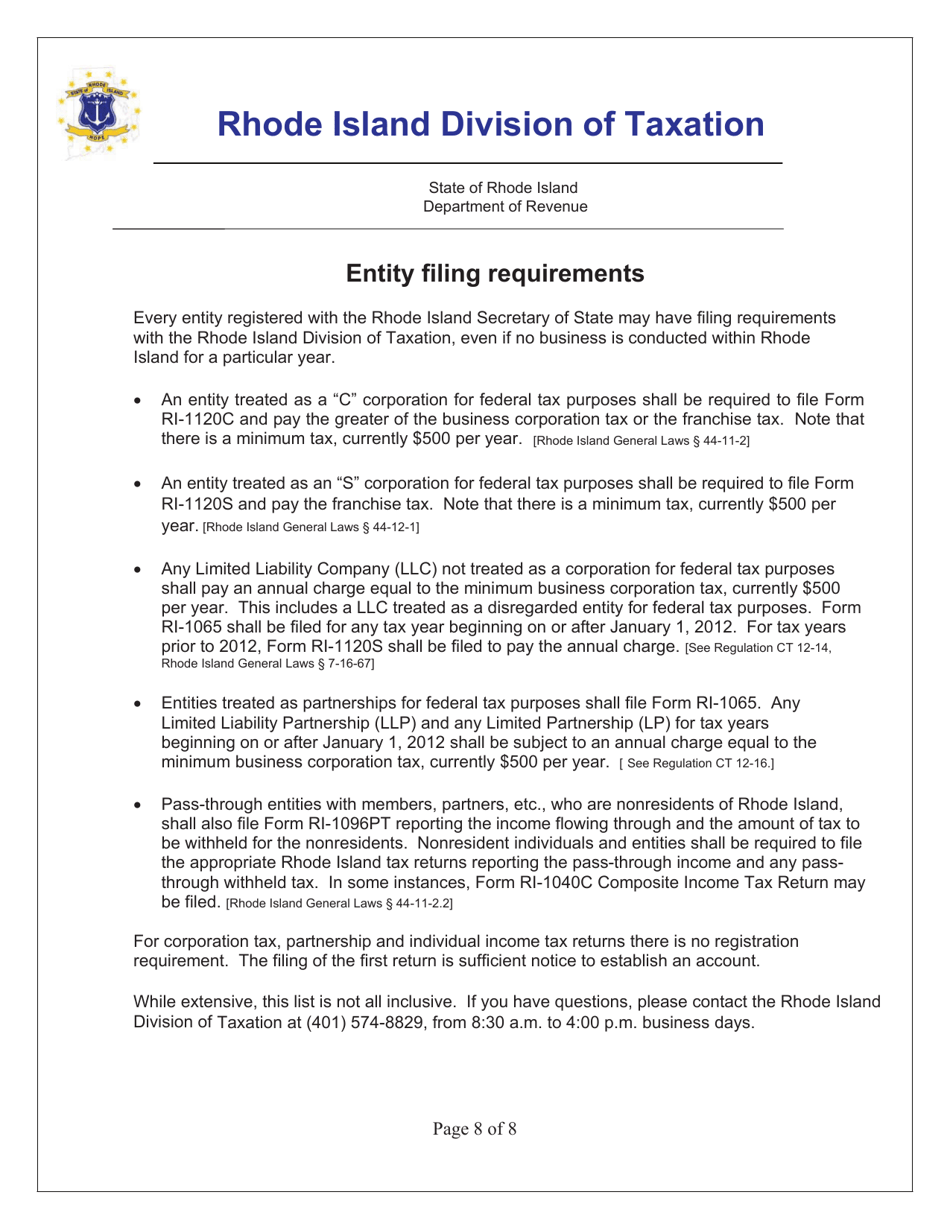 Form LOGS Request for Letter of Good Standing - Rhode Island, Page 8