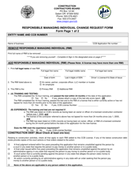 Responsible Managing Indivdual Change Request Form - Oregon