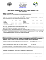 Responsible Managing Indivdual Change Request Form - Oregon, Page 2
