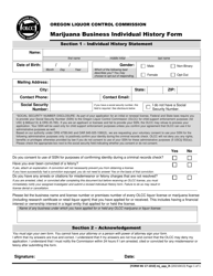Form MJ17-1010 Marijuana Business Individual History Form - Oregon, Page 2