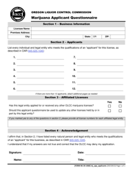 Form MJ20-1060 Marijuana Applicant Questionnaire - Oregon, Page 2