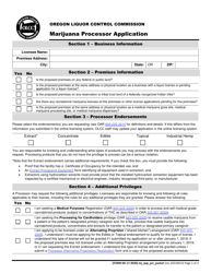 Form MJ17-3020 Marijuana Processor Application - Oregon, Page 2