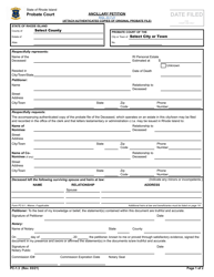 Form PC-1.3 &quot;Ancillary Petition&quot; - Rhode Island