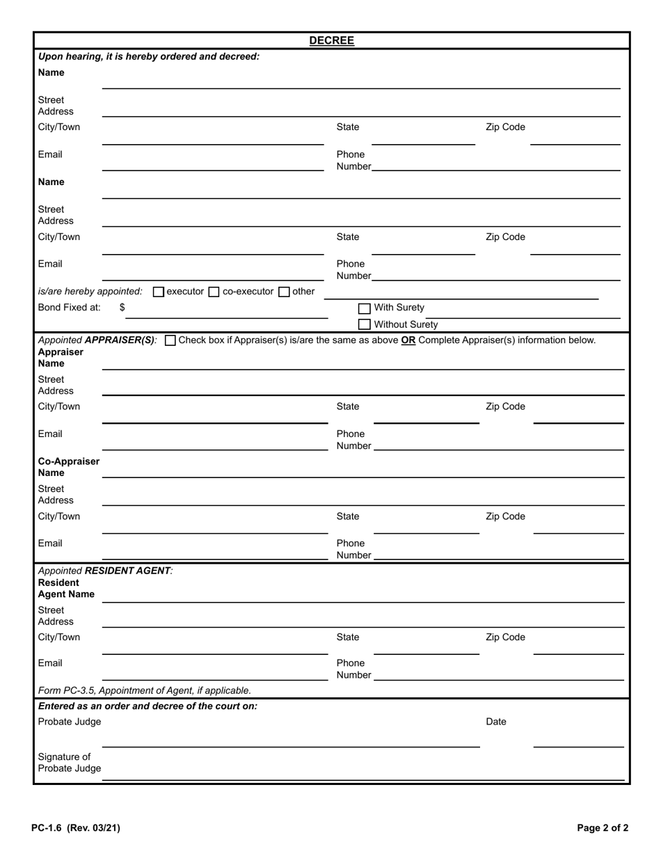 Form PC-1.6 Foreign Will - Rhode Island, Page 3