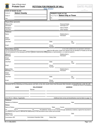 Form PC-1.5 &quot;Petition for Probate of Will&quot; - Rhode Island