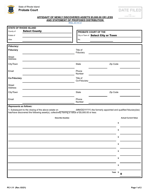 Form PC-1.11 Printable Pdf