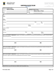 Form PC-5.3 &quot;Subpoena Duces Tecum&quot; - Rhode Island