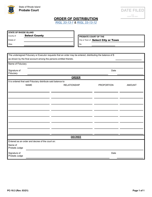 Form PC-10.3  Printable Pdf