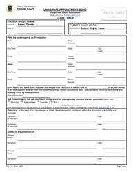 Document preview: Form PC-3.1A Universal Appointment Bond (Corporate Surety Exempted) - Rhode Island