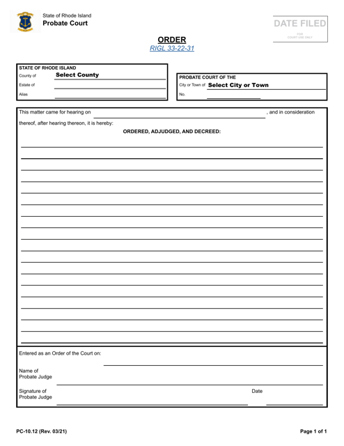 Form PC-10.12  Printable Pdf