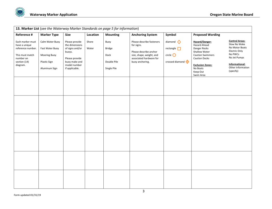 Waterway Marker Application - Oregon, Page 3