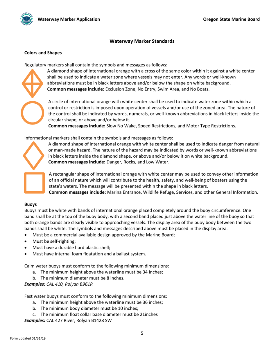 Waterway Marker Application - Oregon, Page 5