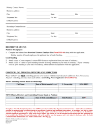 SCDCA Form PEO-04B Restricted Professional Employer Organization Renewal License Application - South Carolina, Page 2