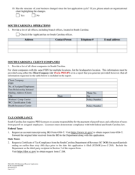 SCDCA Form PEO-04B Restricted Professional Employer Organization Renewal License Application - South Carolina, Page 4