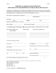 Document preview: Form CPS-501 Individual Request for Screening for Substantiated Reports of Child Abuse or Neglect - South Dakota
