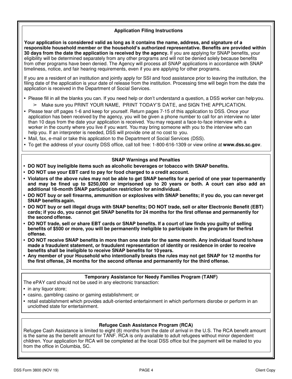 DSS Form 3800 Fill Out, Sign Online and Download Printable PDF, South