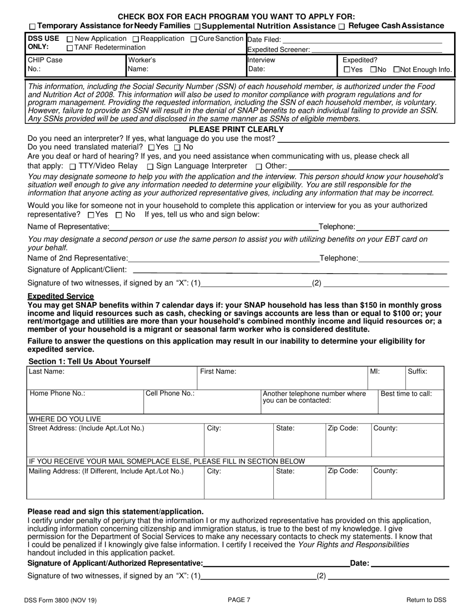 Dss Form 3800 Fill Out Sign Online And Download Printable Pdf South Carolina Templateroller 3075