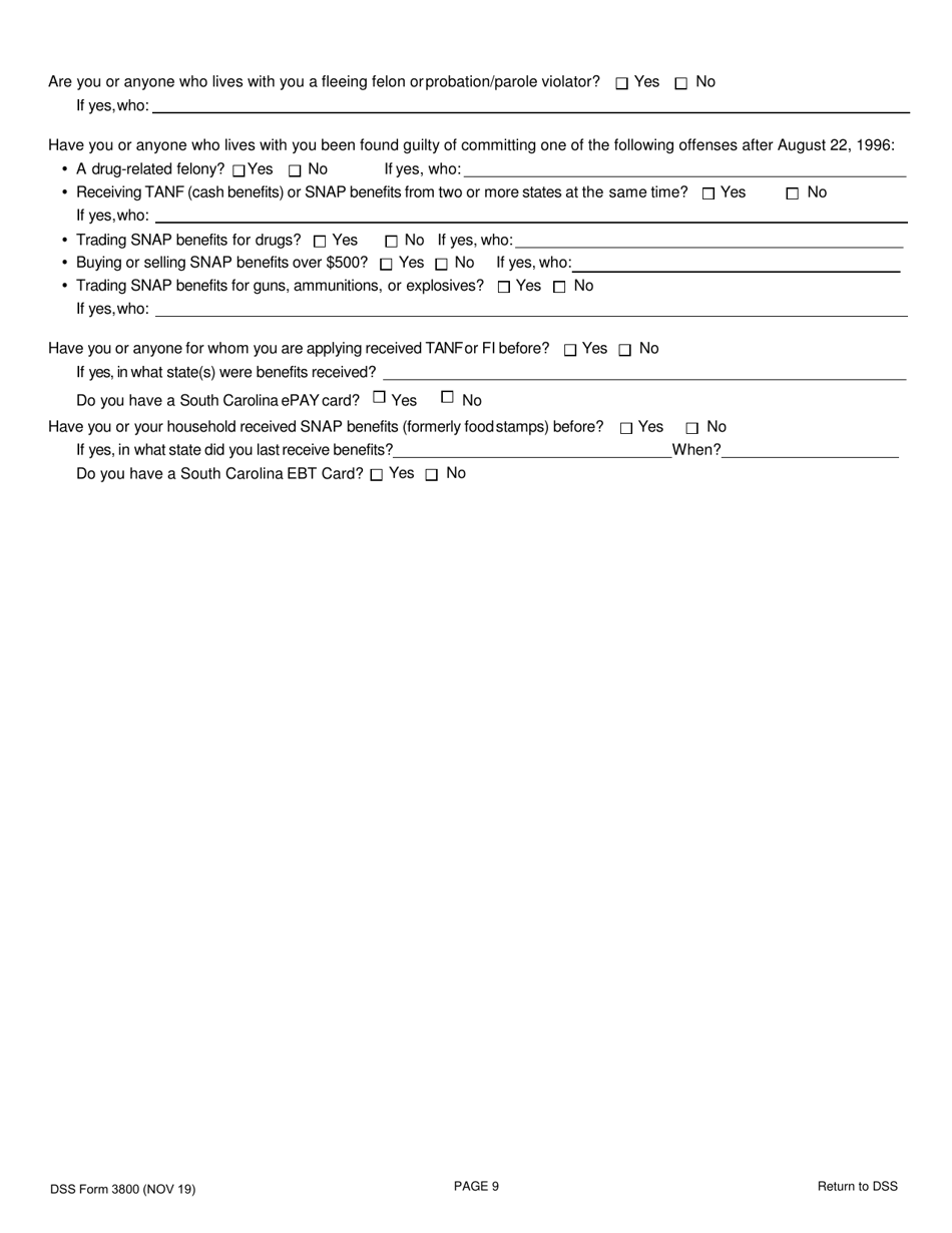 Dss Form 3800 Fill Out Sign Online And Download Printable Pdf South Carolina Templateroller 2974