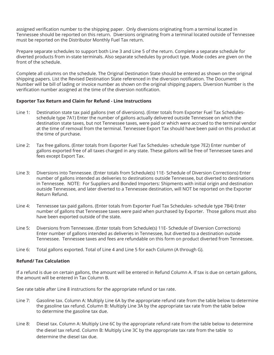 Form PET377 (RV-R0009701) Exporter Tax Return and Claim for Refund - Tennessee, Page 3