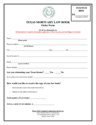 Document preview: Texas Mortuary Law Book Order Form - Texas