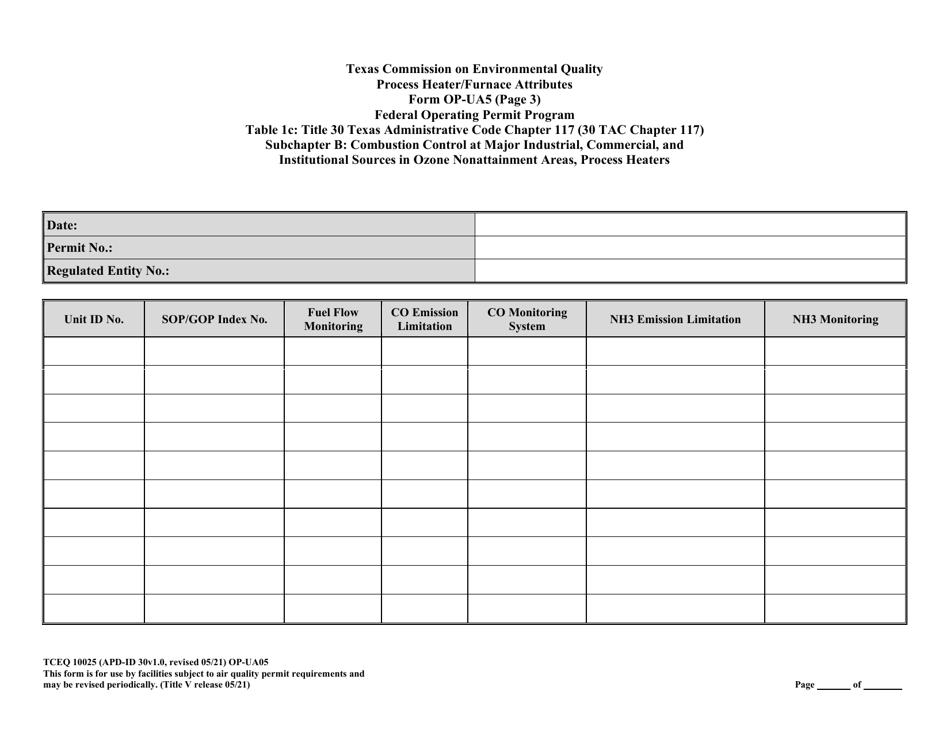 Form OP-UA05 (TCEQ-10025) Process Heater / Furnace Attributes - Texas, Page 29