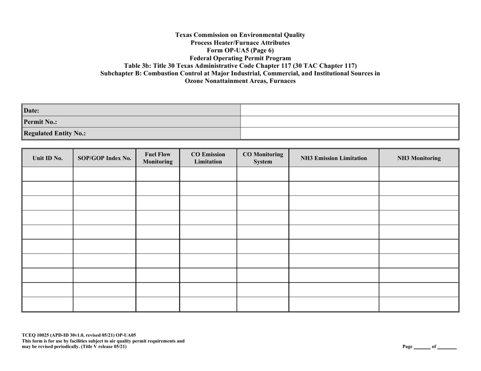 Form OP-UA05 (TCEQ-10025) Process Heater / Furnace Attributes - Texas, Page 32
