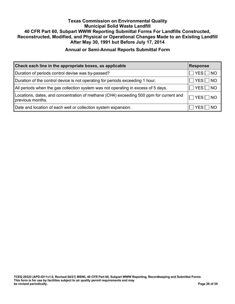 Form TCEQ-20322 Mswfl 40 Cfr Part 60, Subpart Www Reporting Submittal Form - Texas, Page 26