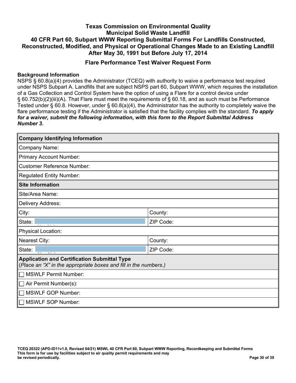 Form TCEQ-20322 - Fill Out, Sign Online And Download Fillable PDF ...