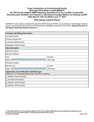 Form TCEQ-20322 Mswfl 40 Cfr Part 60, Subpart Www Reporting Submittal Form - Texas, Page 4
