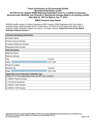 Form TCEQ-20322 Mswfl 40 Cfr Part 60, Subpart Www Reporting Submittal Form - Texas, Page 9