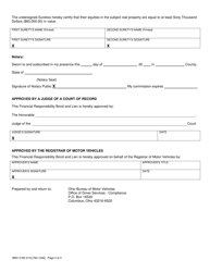 Form BMV2180 Application - Financial Responsibility Surety Bond Secured by Real Estate - Ohio, Page 3
