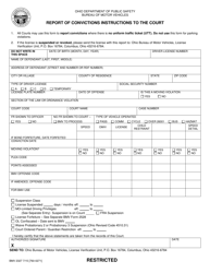 Document preview: Form BMV2327 Report of Convictions Instructions to the Court - Ohio