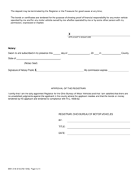 Form DMV3146 Application for Certificate Deposit $30,000.00 in Money or Government Bonds - Ohio, Page 4
