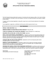 Document preview: Form BMV3148 Application for Self-insurance General - Ohio