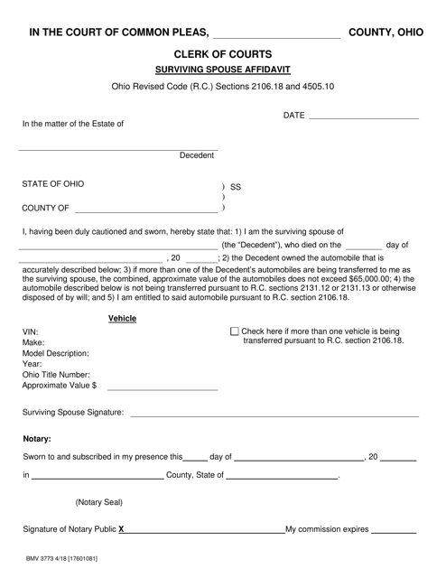 Form BMV3773  Printable Pdf