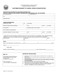 Form BMV4311 &quot;Customer Request to Cancel Vehicle Registration&quot; - Ohio