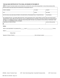 Form BMV4208 Board of Township Trustees Junk Motor Vehicle Affidavit - Ohio, Page 2