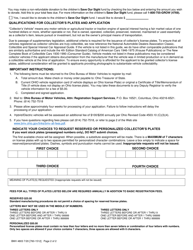 Form BMV4803 &quot;Application for Collector's License Plates&quot; - Ohio, Page 2