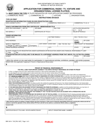 Form BMV4814 &quot;Application for Commercial Radio/Tv, Voiture and Organizational License Plate(S)&quot; - Ohio