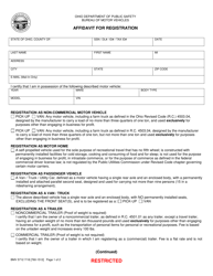 Form BMV5712 Affidavit for Registration - Ohio