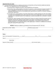 Form BMV5712 Affidavit for Registration - Ohio, Page 2