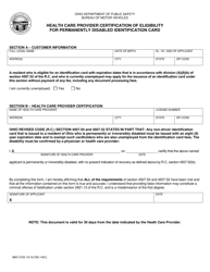Form BMV5755 &quot;Health Care Provider Certification of Eligibility for Permanently Disabled Identification Card&quot; - Ohio