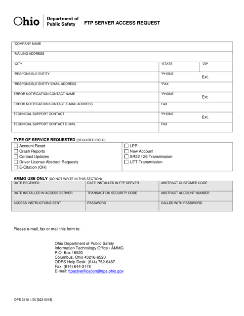 Form DPS3110  Printable Pdf