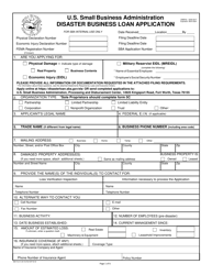 SBA Form 5 &quot;Disaster Business Loan Application&quot;