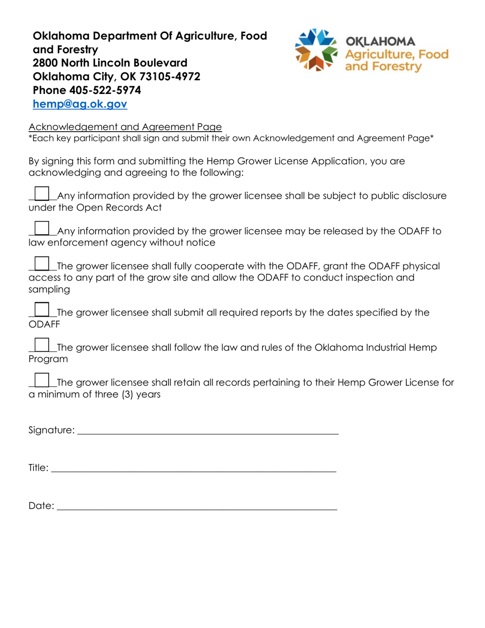 Hemp Grower License Application - Oklahoma, Page 5