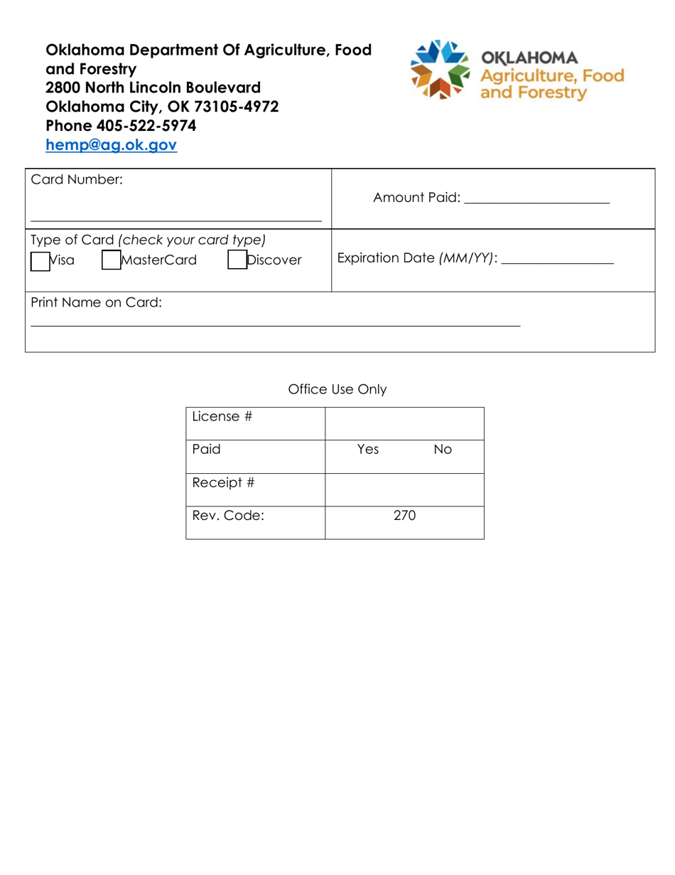 2021 Oklahoma Hemp Grower License Application Download Fillable PDF