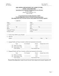 Form AEMS129 &quot;Concentrated Swine Feeding Operation (Csfo) Pen Reconfiguration Form for Current Licensed Operations&quot; - Oklahoma