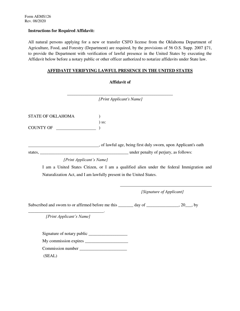 Form AEMS126 Concentrated Swine Feeding Operation (Csfo) License Application - Oklahoma, Page 4
