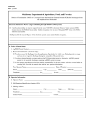 Form AEMS099 &quot;Notice of Termination (Not) of Coverage Under the Pesticide General Permit (Pgp) for Discharges From the Application of Pesticides&quot; - Oklahoma