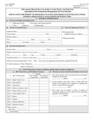 Document preview: Form AEMS095 Application for Permit to Discharge Wastewater From Concentrated Animal Feeding Operations (Cafos) Notice of Intent (Noi) - Oklahoma